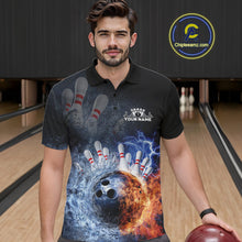 Load image into Gallery viewer, Custom Lightning, Fire And Water Splash Energy Burst Bowling Team Polo Shirts For Men IPHW9451