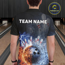 Load image into Gallery viewer, Custom Lightning, Fire And Water Splash Energy Burst Bowling Team Polo Shirts For Men IPHW9451