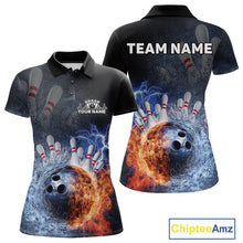 Load image into Gallery viewer, Custom Lightning, Fire And Water Splash Energy Burst Bowling Team Polo Shirts For Women IPHW9451