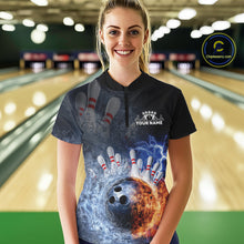 Load image into Gallery viewer, Custom Lightning, Fire And Water Splash Energy Burst Bowling Team Women Quarter-Zip Shirt IPHW9451