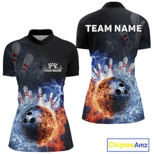 Load image into Gallery viewer, Custom Lightning, Fire And Water Splash Energy Burst Bowling Team Women Quarter-Zip Shirt IPHW9451