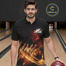 Load image into Gallery viewer, Custom Golden Glowing Effect Light Trails Bowling Team Polo Shirts For Men, Bowling Jersey IPHW9452