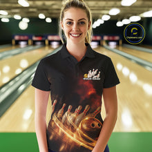 Load image into Gallery viewer, Custom Golden Glowing Effect Light Trails Bowling Team Women Polo Shirts, Bowling Jersey IPHW9452
