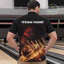 Load image into Gallery viewer, Custom Golden Glowing Effect Light Trails Bowling Team Quarter-Zip Shirts For Men, Bowling Jersey IPHW9452