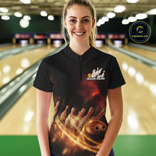 Load image into Gallery viewer, Custom Golden Glowing Light Trails Bowling Team Women Quarter-Zip Shirt, Bowling Jersey IPHW9452
