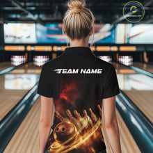 Load image into Gallery viewer, Custom Golden Glowing Light Trails Bowling Team Women Quarter-Zip Shirt, Bowling Jersey IPHW9452