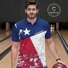 Load image into Gallery viewer, Custom Texas Flag Bowling Team Men Polo Shirts, Texas Bowling League Shirt Team Uniform IPHW9632