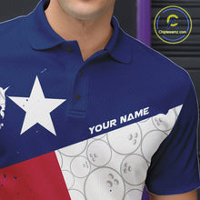 Load image into Gallery viewer, Custom Texas Flag Bowling Team Men Polo Shirts, Texas Bowling League Shirt Team Uniform IPHW9632