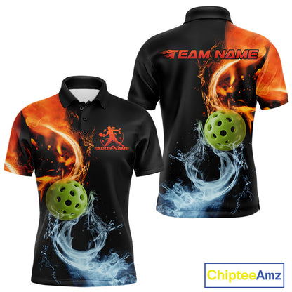 Custom Water And Fire Pickleball Polo Shirts For Men, Pickleball Team Shirt IPHW9336