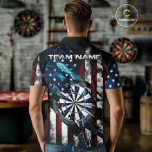 Load image into Gallery viewer, Custom Blue Thunder Lightning Patriotic Dart Men Polo Shirts, Vintage Dart Jerseys IPHW9651