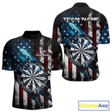 Load image into Gallery viewer, Custom Blue Thunder Lightning Patriotic Dart Men Quarter-Zip Shirts, Vintage Dart Jerseys IPHW9651