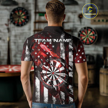 Load image into Gallery viewer, Custom Red Thunder Lightning Patriotic Dart Men Polo Shirts, Vintage Dart Jerseys IPHW9652