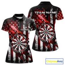 Load image into Gallery viewer, Custom Red Thunder Lightning Patriotic Dart Women Polo Shirts, Vintage Dart Jerseys IPHW9652