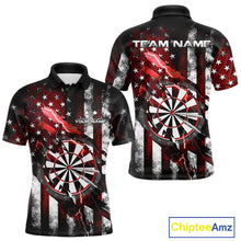Load image into Gallery viewer, Custom Red Thunder Lightning Patriotic Dart Men Polo Shirts, Vintage Dart Jerseys IPHW9652