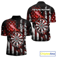 Load image into Gallery viewer, Custom Red Thunder Lightning Patriotic Dart Men Quarter-Zip Shirts, Vintage Dart Jerseys IPHW9652
