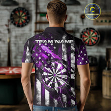 Load image into Gallery viewer, Custom Purple Thunder Lightning Patriotic Dart Men Polo Shirts, Vintage Dart Jerseys IPHW9653
