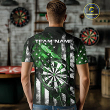 Load image into Gallery viewer, Custom Green Thunder Lightning Patriotic Dart Men Polo Shirts, Vintage Dart Jerseys IPHW9654