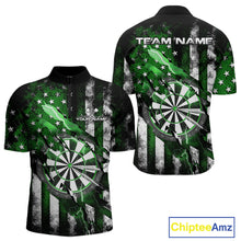 Load image into Gallery viewer, Custom Green Thunder Lightning Patriotic Dart Men Quarter-Zip Shirts, Vintage Dart Jerseys IPHW9654