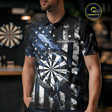 Load image into Gallery viewer, Custom Blue Thunder Lightning Patriotic Dart Men Polo Shirts, Vintage Dart Jerseys IPHW9655