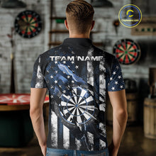 Load image into Gallery viewer, Custom Blue Thunder Lightning Patriotic Dart Men Polo Shirts, Vintage Dart Jerseys IPHW9655