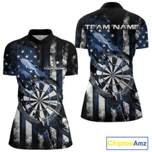 Load image into Gallery viewer, Custom Blue Thunder Lightning Patriotic Dart Women Quarter-Zip Shirts, Dart Jerseys IPHW9655