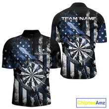 Load image into Gallery viewer, Custom Blue Thunder Lightning Patriotic Dart Men Quarter-Zip Shirts, Vintage Dart Jerseys IPHW9655
