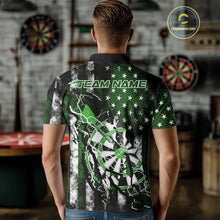 Load image into Gallery viewer, Custom Green Thunder Lightning Patriotic Dart Team Polo Shirts For Men, Dart Jerseys IPHW9659