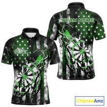 Load image into Gallery viewer, Custom Green Thunder Lightning Patriotic Dart Team Polo Shirts For Men, Dart Jerseys IPHW9659