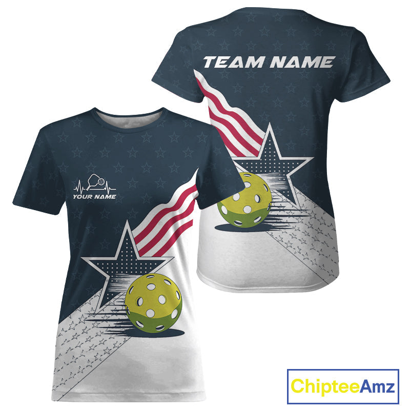 Custom Pickleball Jerseys, Patriotic US Pickleball T-Shirts For Women Team League IPHW9458