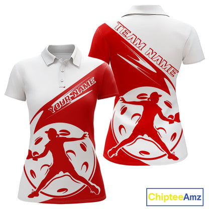 Custom White And Red Pickleball Jersey, Pickleballer Pickleball Player Women Polo Shirt IPHW9338