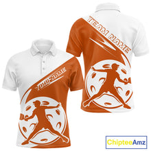 Load image into Gallery viewer, Custom White And Orange Pickleball Jersey, Pickleballer Pickleball Player Polo Men Shirt IPHW9341