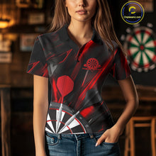 Load image into Gallery viewer, Custom Black And Red Dart Jerseys, Dart Polo Shirts For Women Team Jerseys IPHW9680