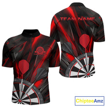 Load image into Gallery viewer, Custom Black And Red Dart Jerseys, Dart Quarter-Zip Shirts For Men Team Jerseys IPHW9680