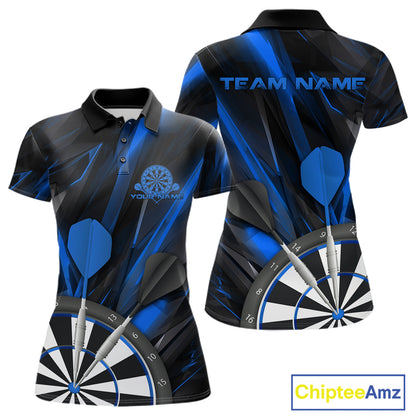 Custom Black And Blue Dart Jerseys, Dart Polo Shirts For Women Team Jerseys IPHW9681