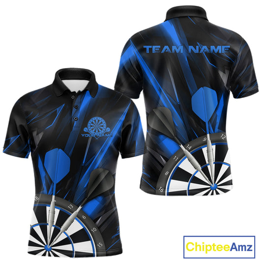 Custom Black And Blue Dart Jerseys, Dart Polo Shirts For Men Team Jerseys IPHW9681