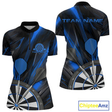 Load image into Gallery viewer, Custom Black And Blue Dart Jerseys, Dart Quarter-Zip Shirts For Women Team Jerseys IPHW9681