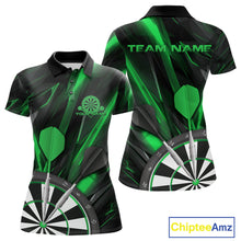 Load image into Gallery viewer, Custom Black And Green Dart Jerseys, Dart Polo Shirts For Women Team Jerseys IPHW9682