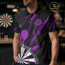 Load image into Gallery viewer, Custom Black And Purple Dart Jerseys, Dart Polo Shirts For Men Team Jerseys IPHW9683