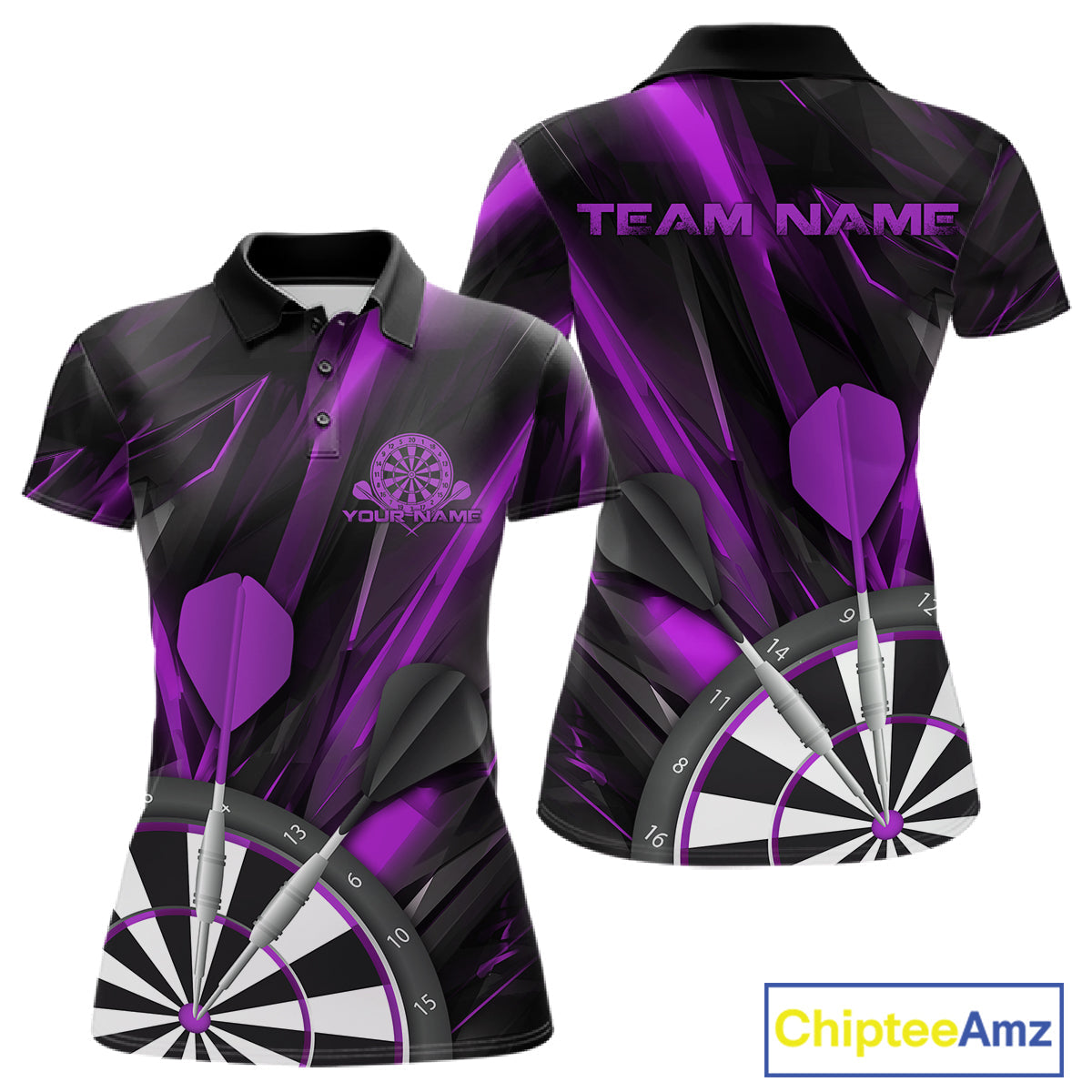 Custom Black And Purple Dart Jerseys, Dart Polo Shirts For Women Team Jerseys IPHW9683