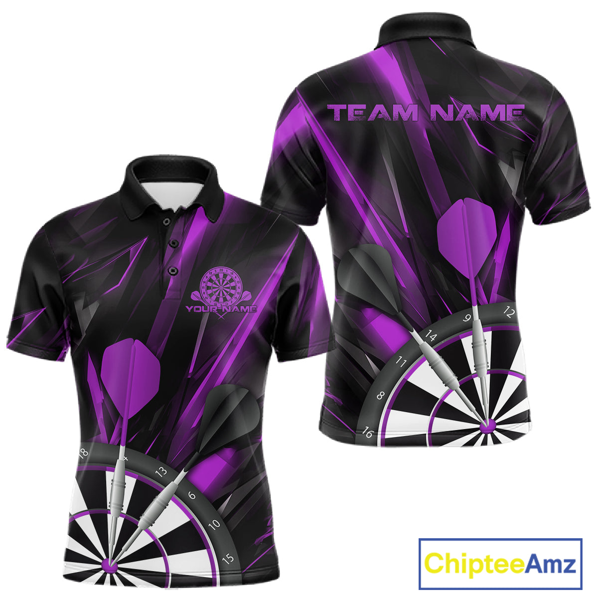 Custom Black And Purple Dart Jerseys, Dart Polo Shirts For Men Team Jerseys IPHW9683