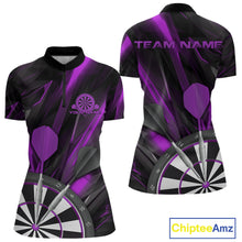 Load image into Gallery viewer, Custom Black And Purple Dart Jerseys, Dart Quarter-Zip Shirts For Women Team Jerseys IPHW9683