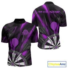 Load image into Gallery viewer, Custom Black And Purple Dart Jerseys, Dart Quarter-Zip Shirts For Men Team Jerseys IPHW9683