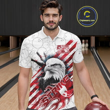 Load image into Gallery viewer, Custom Patriotic Eagle Bowling Shirts For Men, US Flag Bowling League Team Shirt IPHW9475