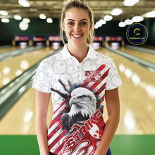 Load image into Gallery viewer, Custom Patriotic Eagle Bowling Shirts For Women, US Flag Bowling League Team Shirt IPHW9475