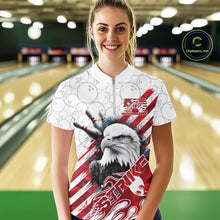 Load image into Gallery viewer, Custom Patriotic Eagle Bowling Shirts For Women, US Flag Bowling League Team Shirt IPHW9475