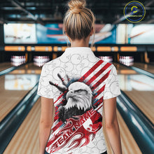Load image into Gallery viewer, Custom Patriotic Eagle Bowling Shirts For Women, US Flag Bowling League Team Shirt IPHW9475