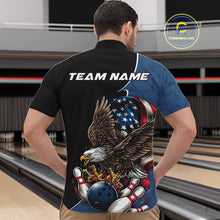 Load image into Gallery viewer, Custom American Flag Eagle Bowling Team Men Quarter-Zip Shirts, Patriotic US Bowling League Shirt IPHW9478