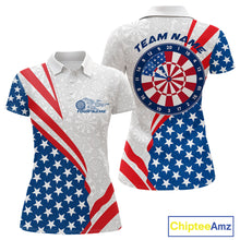 Load image into Gallery viewer, Custom Patriotic Dart Jerseys For Players, US Flag Dartboard Team Polo Shirts For Women IPHW9697