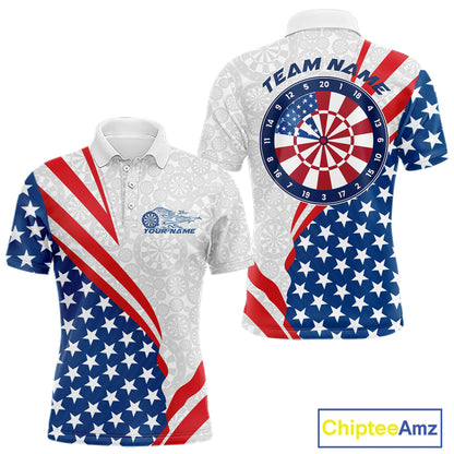 Custom Patriotic Dart Jerseys For Players, US Flag Dartboard Team Polo Shirts For Men IPHW9697