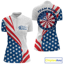 Load image into Gallery viewer, Custom Patriotic Dart Jerseys For Players, US Flag Dartboard Team Women Quarter-Zip Shirt IPHW9697